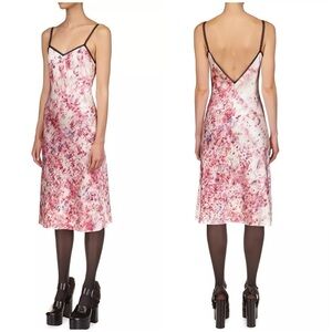 NWT Marina Moscone Tech Slip Dress Silk Blend Y2K Lace Trim Pink Multi Sz 6